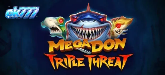 Cena subaquática com tubarões no slot Mega Don Triple Threat